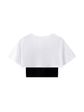 Women Crop Top Two-Piece Set Casual Fashion Ladies O-Neck Letter Printed T Shirt Basic Sexy Streetwear Short Sleeve