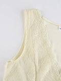 V Neck Lace Crop Tank Top- Outfit