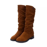 Zingj 2023 New Boots Women's High Boots Martin Boots Velvet Frosted Round Head Thin Legs Women's Shoes- Outfit