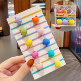 Packed Girls Cute Colorful Ball Heart Rabbit Scrunchie Kids Ponytail Holder Elastic Hair Band Fashion Hair