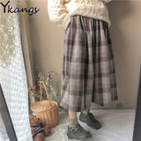 Plaid Women Pleated Skirts 2020 Japanese Style Autumn Long Girls Skirt Female Korean Winter Warm Thick Mujer Midi