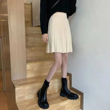Knitted Pleated Long Mini Skirt- Outfit