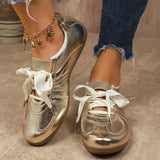 Patchy Fork Women's Spring And Autumn New Flat-Bottomed Retro Front-Lace