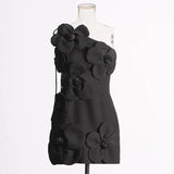French Splicing Three-Dimensional Flower Bra Short Dress 2025 Summer New Elegant Wind To Show Thin Short Dress
