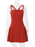 Red Bow Straps Mini Dress- Outfit