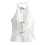 2025 New Women's Fashion Casual Versatile Jeans Hanging Collar Top
