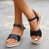 Ladies Sandals 2025 Summer New Large-Size Pine Cake Thick Bottom Slope With Fish Mouth Buckle