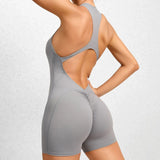 Hollow Backless Scrunch Butt Sport Jumpsuit Short Woman One Piece Gym Outfit Sleeveless Zipper Fitness Overalls Yoga