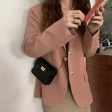 Zingj New Korean Version Of Autumn And Winter Small Pink Suit Jacket Female Thick Small Suit Suit British Wind