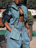 Zingj 2024 New Niche Design Feel Tooling Wind Denim Jacket Women's High Waist Loose Show Thin Short