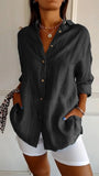 New Single-Dran Buckle Folding Collar Shirt Burst Lady Solid Color Can Sleeve