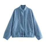 New Loose Casual Coat Street Standing Collar Dark Button Coat Casual Jacket