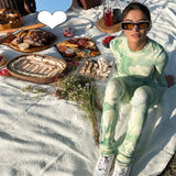 Women Autumn Winter Long Sleeve Printed Slim Skinny Female Tops Long Pants Two Piece Sets 2020 Fall Clothes