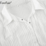 2022 Autumn Women Sexy T Shirts Vintage Fashion V Neck Button Y2k See Through White Casual Long Sleeve Top