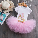 Year Girl Baby Birthday Dress Summer New Cotton Kids Baby Clothes First 1st Birthday Christening Dresses For Toddler