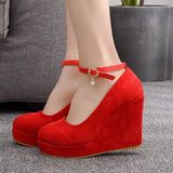 And South Korea Waterproof Table Slope Heel Single Shoe Buckle With Mary Janepo Single Shoes Spring And Autumn Single Shoes Women's Thick-Soled