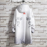 Chinese style windbreaker men's long thick trendy kimono jacket casual loose floating robe windbreaker