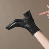 Zingj Fashion Square Head Sleeve Show Slim And Premium Chelsea Boots Winter New Pleated Short