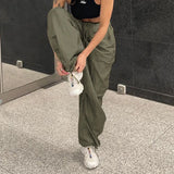 Drawstring Parachute Cargo Pants-Outfit