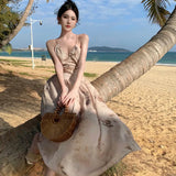 Zingj Shot Sweet Spicy Wind Fried Street Dress Summer New Dew Back Sling Dress Beach Beach Holiday Wind