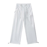 Zingj Trendy Women's Wear Personality Rope Design Solid Color Simple Basic Straight Tube Overalls Casual