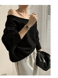 Autumn Irregular Sexy Off Shoulder Sweater Casual Loose Knitted Tops Korea Fashion Ladies Womens 2023 New Sweaters