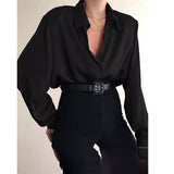 Fashion Autumn Women Blouse Shirt Lapel Long Sleeve Solid Black Red Ladies Blouse For Women Female Top