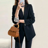 Zingj Small Suit Jacket Female 2024 New Autumn Korean Version Of The British Wind Loose Temperament Foreign Fashion-Outfit