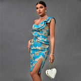 Shoulder Party Dress 2022 Women Yellow Bodycon Dress Elegant Sexy Ruffle Evening Club Dress High Quality Summer