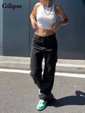 Waist Jeans Women Baggy Jeans 2021 New Fashion Straight Leg Pants Y2k Denim Trousers Vintage Loose Blue Washed Mom