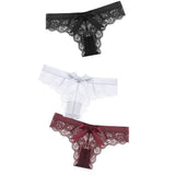 Sexy String Lace Underwear Women Back Bow Panties Women G String T-back Thong Transparent Lingerie Cute