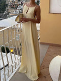 Vintage Backless Holiday Long Dress with Round