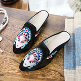 Zingj Summer Cloth Art Slippers Peking Opera Actress Facial Makeup Embroidered Pointed Female
