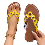 Zingj Flat Slippers Female 2024 Summer Herringbone Toe Bohemian Beach Cool