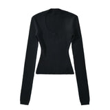 Zingj Trendy Women's Deep U-Collar Long-Sleeved Bottomed Blouse A New Slim Sweater In Autumn And