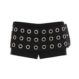 Trendy Punk Style Chicken Eye Decoration Low-Waist Hot Girl Cool Shorts 2025 New