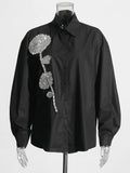 Fashion Casual Loose Thin Top Woman 2025 New Collar Heavy Industry Design Stitched Diamond Women's