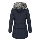 Women's Autumn And Winter New Ladies With Hats, Warm And Slim Cotton Clothes, Medium-Long Solid Color