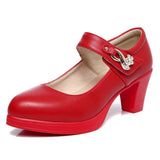Wedding Dress Shoes With Thick Heels Model Cheongsam Show Waterproof Platform Thick Soles Single Shoes Catwalk One-Word Buckle Small Size High Heels