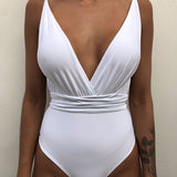 Sexy Women Swimwear One Piece Swimsuit Female Bather Printed Bathing Suit Swim Long Strap Wrap Around Lady