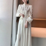 Women Fashion Vintage Prom Midi Dress Elegant Vestdios Female A Line Party