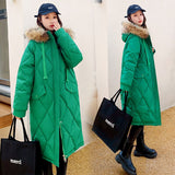 2022 New Winter Women Down Cotton Padded Coat Parka Jackets Women Long Slim Fur Hooded Solid Warm Coat Clothes