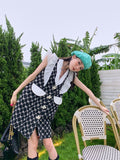 Ruffles Sleeveless Korean Fashion Blazer Dress For Women 2022 Summer Designer Button Black Mini Dress