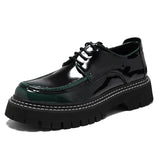 Zingj Men's Casual Leather Shoes Male Round Head British Patent Leather Breathable Men's Shoes Business Dress Wedding Groom Shoes