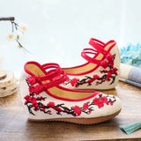 Zingj Heels Single Shoes Embroidered Cloth Shoes Women's Embroidered Shoes Embroidered Shoes Spring And Autumn Retro Plate Buckle Beef Tendon