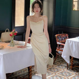Women Summer Midi Dress Spaghetti Strap Sexy Bodycon Elegant Party Slim One Piece Clothes