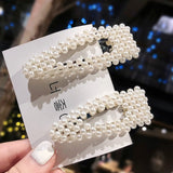 Handmade Pearls Hair Clips Pin For Women Fashion Geometric Flower Barrettes Headwear Girls Sweet Hairpins Hair