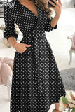 Women Summer Long Dress Short Sleeve V Neck Solid Vintage Elegant Chic Shirt Dress With Belt Office Ladies Party