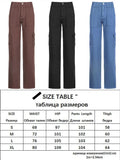 Brown Vintage Baggy Jeans Women 90s Streetwear Pockets Wide Leg Cargo Pants Low Waist Straight Denim