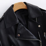 Autumn Black Long Faux Leather Jacket Women with Many Pockets Zipper Belt Lapel Spring Leather Trench Coat for